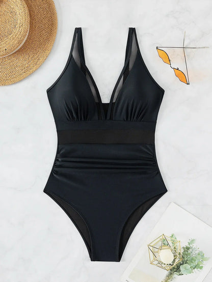 "Fleur" Mesh Halter Bikini One-piece Swimsuit Soltans of Swim