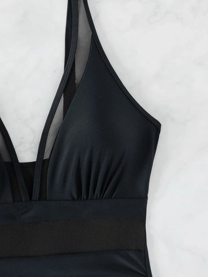 "Fleur" Mesh Halter Bikini One-piece Swimsuit Soltans of Swim
