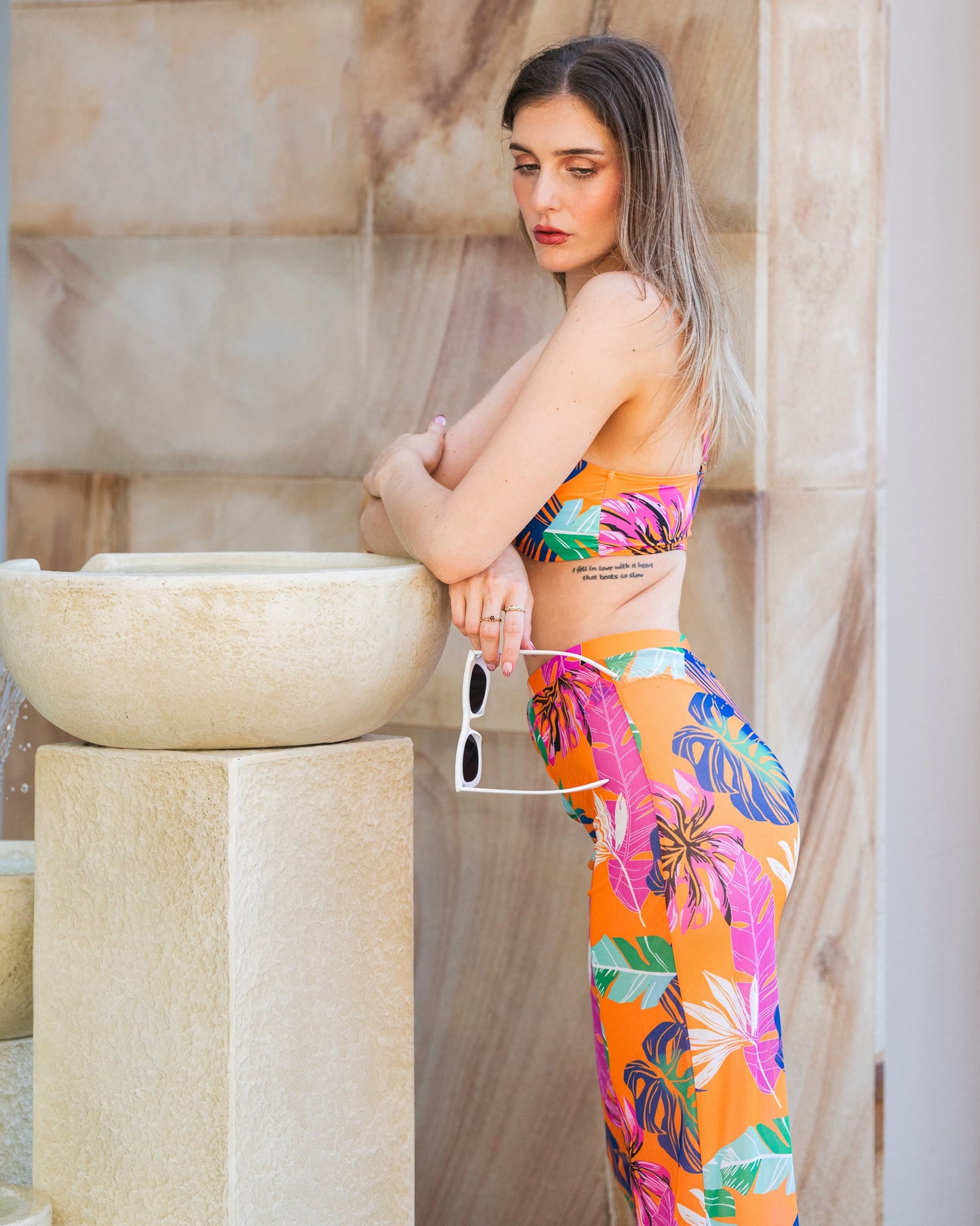 "Bree" Buckle Tube Top Split Swimsuit Suit - Soltans of Swim