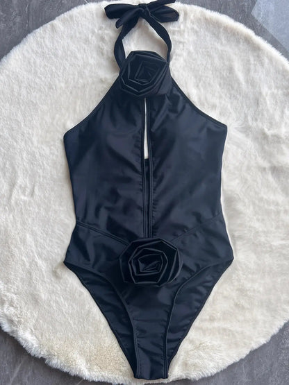 "Lauren" 3D rose split one piece