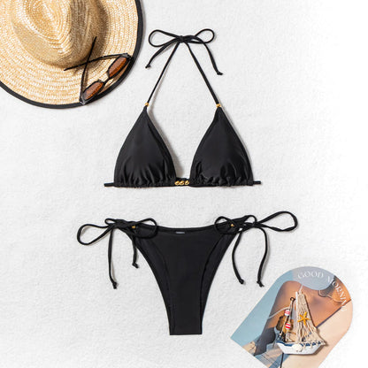 "Jewel" Metal Bead Split Bikini